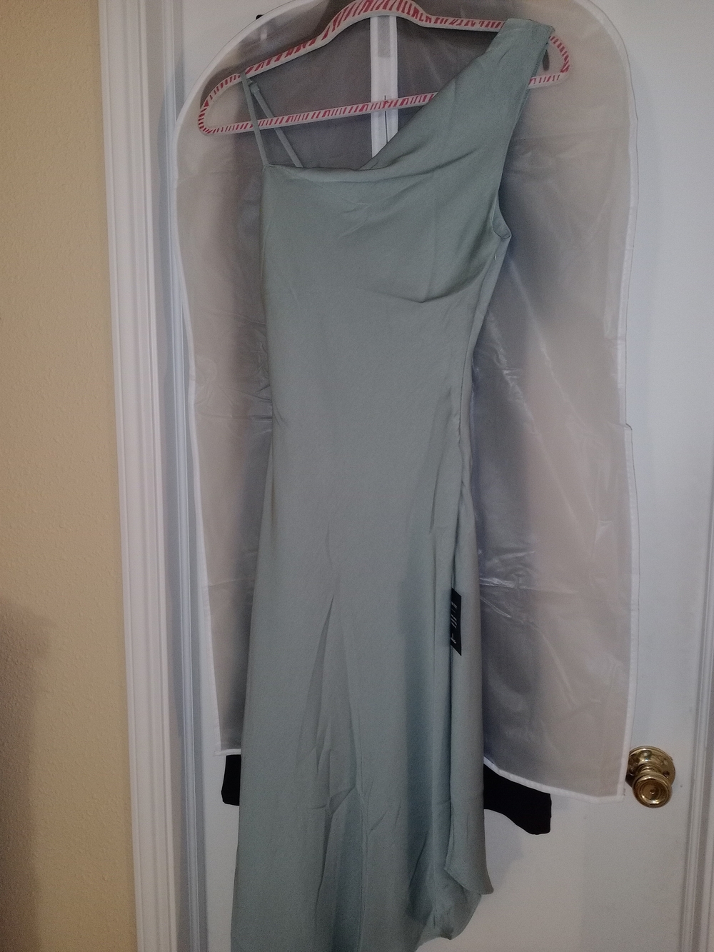 Lulu's One-Shoulder Sage Green Evening Dress